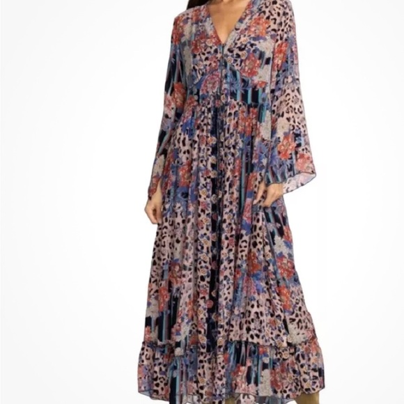 Johnny Was Plus Ontar Beesley Silk-Blend Maxi Dress Size 1X - Picture 4 of 14